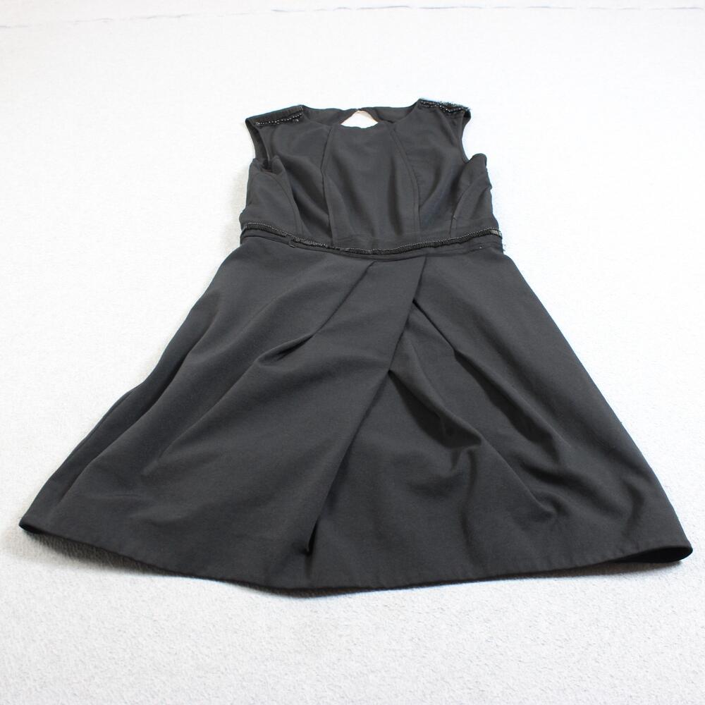 Lavender Label Vera Wang Dress Women Medium Black Fit Flare Beaded Keyhole Party